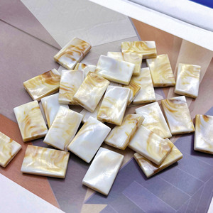 Acrylic Two-Tone Imitation Seashell Rectangular Beads For Jewelry Making 12x8mm Injection Molded ABS Material - Product Image 3