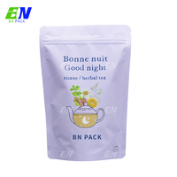 Pochette refermable à surface mate, de qualité alimentaire, recyclable, avec fermeture éclair, imprimée en gravure, logo personnalisé pour les tisanes