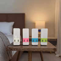 Veilleuse LED A90 avec double prise murale USB, capteur tactile, chargeur rapide pour chambre à coucher, ordinateur, téléphone portable, prise de courant, lampe