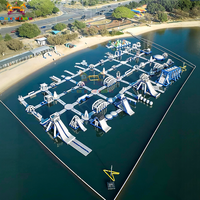 Parcours d'obstacles gonflable extérieur pour la maison, parc aquatique flottant, plateforme pour enfants, toboggans géants, taille personnalisée, garantie de 3 ans