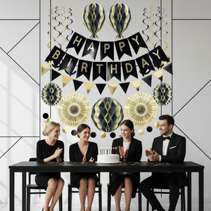 Set de Decoración para Fiesta de Cumpleaños: Pancarta de Feliz Cumpleaños, Guirnalda de Banderines de Papel Coloridos, Serpentinas en Espiral, Bolas de Papel de Nido de Abeja - Product Image 6