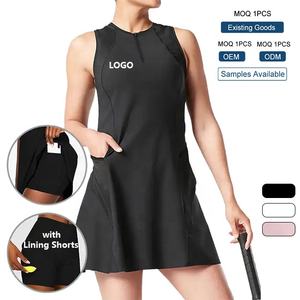 Оптовая продажа, быстросохнущее платье без рукавов на молнии, повседневное Спортивное теннисное платье большого размера, Женская теннисная одежда, шорты с антибликовым блеском - Product Image 1