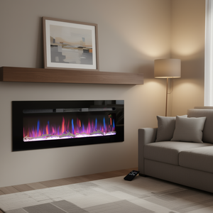 Chimenea Eléctrica de 50 Pulgadas Empotrable en Pared con Control Remoto y Color de Llama Ajustable para el Hogar - Product Image 2