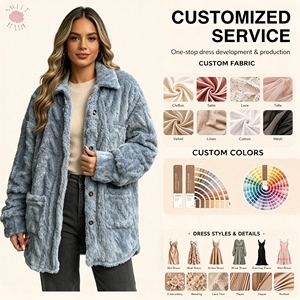 Hot Trending Lapel Button Front Loose <b>Coat</b> <b>Women</b> Long Sleeve Big Pocket Casual Versatile Mid Length Outerwear <b>for</b> Fall Winter - Product Image 1