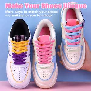 Lacets de chaussures AF 36 couleurs pour baskets, lacets plats épais de 8 mm de haute qualité, lacets de tennis en polyester monocouche - Product Image 2