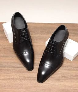 Top Luxury Designer New Arrival Men Genuine Leather <b>Pointed</b> Lace-Up Formal Shoes Wedding Oxfords Dress Shoes Custom Lightweight - Product Image 6