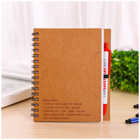 Cahier en papier kraft à reliure spirale format A3 A5 A6 B6 Journal à feuilles mobiles avec stylo Notes autocollantes Impression de logo personnalisé