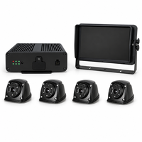 Système de caméra 4 canaux 1080P vue panoramique MDVR avec moniteur, étanche IP68, pour camions et bus, détection de piétons par IA, alarme BSD, gestion de flotte