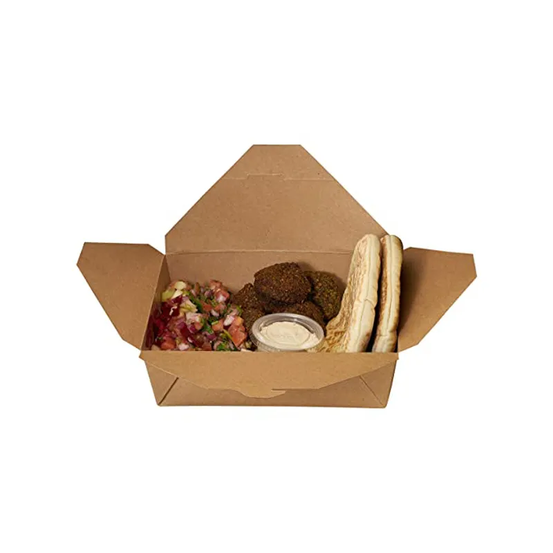 Biologisch Afbreekbaar Papier Catering Nemen Fast Food Prep Bruin Kraftpapier Verpakking Containers Met Deksels Lunchbox