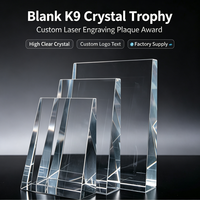 Plaque en cristal K9 vierge biseautée, gravée au laser sur mesure, trophée rectangulaire en cristal, récompense d'entreprise, souvenir, cadeau