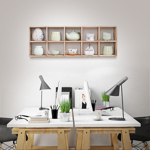 Solid Wood Wall Mounted <b>Display</b> <b>Shelf</b> Rectangle Multi Compartment Teapot Storage <b>Unit</b> For Tea Set Organization - Product Image 1