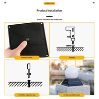 Lampe solaire extérieure à colonne étanche IP65, lampe à poteau LED pour villa, clôture, portail, jardin, pelouse, rue, avec capteur de lumière