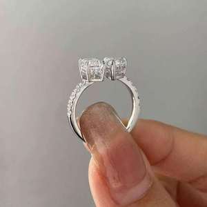 Stunning Pear and <b>Emerald</b> Cut Moissanite <b>Ring</b> 925 <b>Silver</b> Handmade Designer <b>Ring</b> Elegant Jewelry for Women Gift - Product Image 3