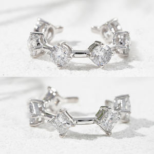 Bijoux fins Starsgem, boucles d'oreilles en or massif 10 carats avec diamants cultivés en laboratoire, unisexes, tendance, blanc D.E. Couleur 1.0g - Product Image 1