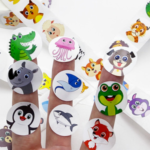 Pegatinas Redondas de Animales Marinos y Terrestres, Pegatinas Autoadhesivas de Dibujos Animados Coloridos para Niños, Regalo de Recompensa para Maestros de Jardín de Infancia - Product Image 4