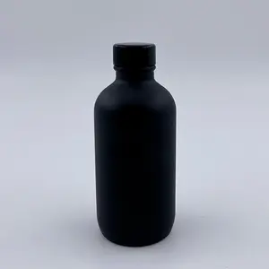 Botella de Boston mate negra personalizada de alta calidad 1oz 2oz 4oz 8oz 16oz botella de aceite esencial de vidrio redondo con tapa de baquelita