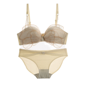 Japanese Sexy Ladies Underwear Set Factory Direct Upper Thin Bottom Thick <strong>Bra</strong> with <strong>No</strong> Steel Ring Wire-Free Breathable - Product Image 3