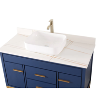 Meuble-lavabo de salle de bain Guanda moderne blanc avec cadre doré, 48 pouces, avec lavabo, certifié CUPC, écologique