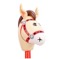 Lindo inflable Animal caballo en forma de globo Hobby caballo palo juguete inflable Rosa cabeza de caballo en un palo de juguete