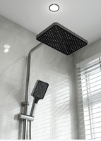 Douche intelligente avec affichage numérique LED, ensemble de douche thermostatique à effet pluie avec étagère de rangement, eau chaude et froide