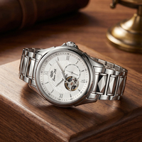 Luxuriöse Herrenuhr mit Diamanten, Lässiges Design, Großes Zifferblatt, Saphirglas, Mechanisches Automatikwerk, Wasserdicht, Business-Analoguhr mit Alarmfunktion