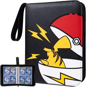 4-Pocket Trading Card Mini Binder for Pokemon TCG Card holds 400 cards with 50 detachable sleeves
