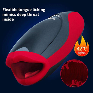 Produits pour adultes : Masturbateur masculin Airplane Cup Lèvres Rouges Sexy, avec vibration, succion, voix réelle, chauffant et étanche. Jouets sexuels en promotion. - Product Image 1