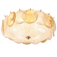 Plafonnier en verre à cadre en fer couleur crème pour chambre à coucher, luminaire LED moderne minimaliste haut de gamme, protection des yeux, style français