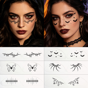 Tatuaggi Temporanei per Viso e Occhi di Halloween all'Ingrosso, Basso MOQ, Design Personalizzati di Ragni e <span class=keywords><strong>Farfalle</strong></span>, Adesivi Artistici per il Corpo Impermeabili e Non Tossici - Product Image 2