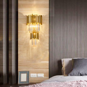Lampes d'appliques modernes de luxe en or à double couche Nouvelle arrivée Appliques murales en cristal d'intérieur avec LED pour hôtel et maison Salon - Product Image 4
