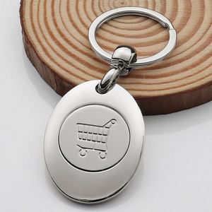 Euro Coin Token Supermarket Shopping Cart Promotional Wholesale Cheap <b>Custom</b> Metal Token Holder Trolley Coin <b>Keychain</b> - Product Image 2