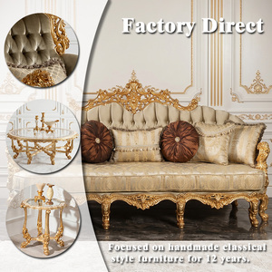 Set di Divani di Lusso <span class=keywords><strong>in</strong></span> Stile Turco, Divano <span class=keywords><strong>in</strong></span> Legno Intagliato Dorato Champagne con <span class=keywords><strong>Tavolino</strong></span> <span class=keywords><strong>in</strong></span> <span class=keywords><strong>Vetro</strong></span> per Arredamento di Ville e Palazzi di Lusso - Product Image 2