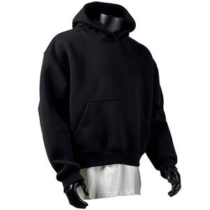 Хлопковая однотонная Роскошная укороченная Толстовка пуловер унисекс на заказ оверсайз уличная одежда супертяжелый флисовый экологически чистый худи - Product Image 3