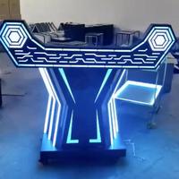 Cabina de DJ con Mesa de Mezclas Led y Logo Personalizado, Barra de Metal para Fiestas y Discotecas