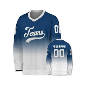 Fabrieksprijs Op Maat Gemaakt Logo Ijshockey Uniform Lichtgewicht Zweetwicking Buitenshuis Sport Gesublimeerde Hockeytruien