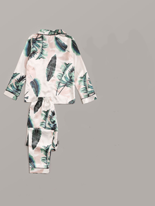 Conjunto de Pijama de Seda Satén Estampado para Mujer, 2 Piezas, Camiseta de Manga Larga y Pantalones, Ropa de Dormir, Conjunto de Pijama para Mujer - Product Image 4