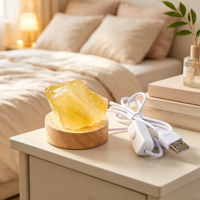 Lampe de bureau diffuseur d'arômes USB en cristal naturel brut (améthyste-citrine-cristal rose) avec veilleuse, vente en gros transfrontalière