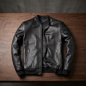 Fashion Genuine Leather Canvas <b>Jacket</b> Mens <b>Vintage</b> Distressed Cowhide Biker Quilted Shoulders <b>Motorcycle</b> Rider Slim Waterproof - Product Image 3