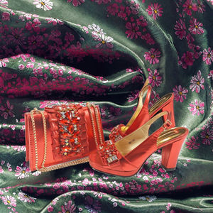 Chaussures d'été plates à talon carré pour femme, style mariée, avec strass, en cuir véritable, à bout ouvert, à enfiler, à brides convertibles, légères, et ensemble sac assorti - Product Image 3