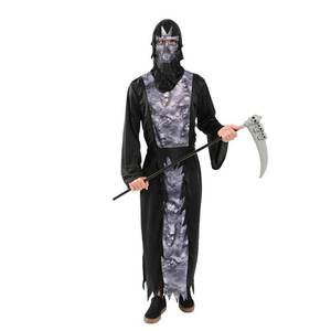 Scary Cos Ghost Fancy Dress Fiesta <span class=keywords><strong>de</strong></span> Halloween Horror Hombres Cuerda negra Cosplay Grim Reaper Disfraz - Product Image 5