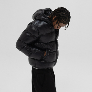 Custom Hooded Puffer Jacket Warm Outdoor Bubble Coat Baggy Fit Winter Men's Shiny Down Jacket - Product Image 3