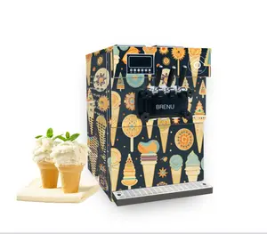 Brenu fabrica máquina automática de sorvete caseiro 3 em 1 para mesa, iogurte congelado, máquina italiana de sorvete macio Kuwait, feita em casa, para venda
