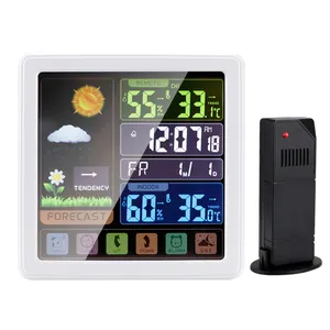 Station météo numérique sans fil avec écran couleur, horloge, tactile, hygromètre, température et humidité, pour la maison