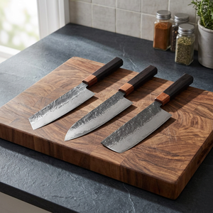 มีดเชฟเหล็กดามัสกัสทำมือขนาด 8-9.9 นิ้ว ยี่ห้อ Thewizcrafts ด้ามไม้ ใช้ได้ทั้งมือซ้ายและขวา เป็นมิตรกับสิ่งแวดล้อม สไตล์วินเทจ ขัดเงาอย่างดี - Product Image 2
