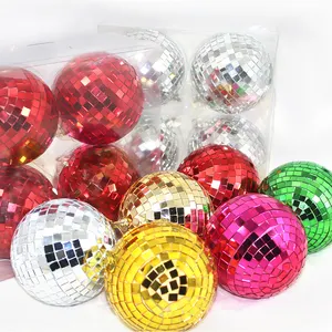 厂家批发迪斯科镜球舞台派对装饰圣诞树悬挂实心球银金红色泡沫球