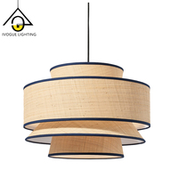 Lampe suspendue en rotin de style moderne, tissée à la main, design industriel vintage créatif, éclairage de luxe à économie d'énergie pour hôtel