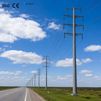 Poteau électrique en acier galvanisé à chaud léger et facile à installer pour ligne aérienne rurale