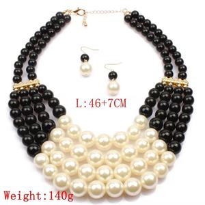 Parure Collier et Boucles d'Oreilles Pendantes en Alliage Plaqué Or avec Perles d'Imitation Multi-Couches, Idéale pour Anniversaire, Fête ou Cadeau de Mariage pour Femme - Product Image 3