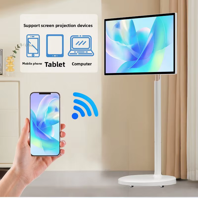 27 32 Inch Portable Smart Follow Me Screen Rotatable Mobile Stand Touch Screen All in One Display for Home Entertainment OEM ODM