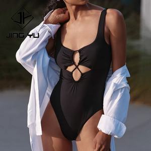 Maillots de bain personnalisés à faible MOQ, maillots de bain noirs de luxe à découpes pour femmes, maillots de bain en polyester écologiques fabriqués par des designers - Product Image 1